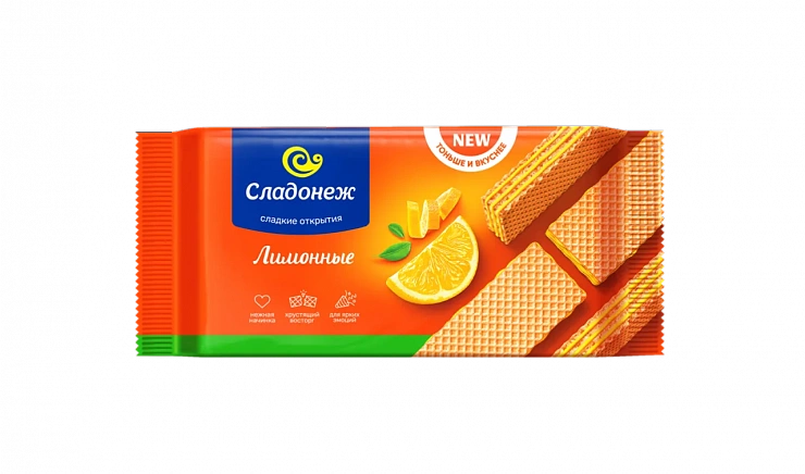 Вафли ТМ  «Сладонеж» Тоньше и вкуснее лимонные