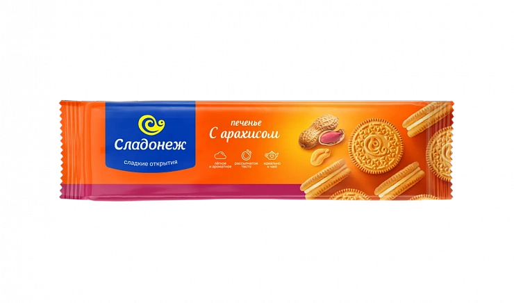 Печенье-сэндвич ТМ «Сладонеж» Сэндвик с арахисом