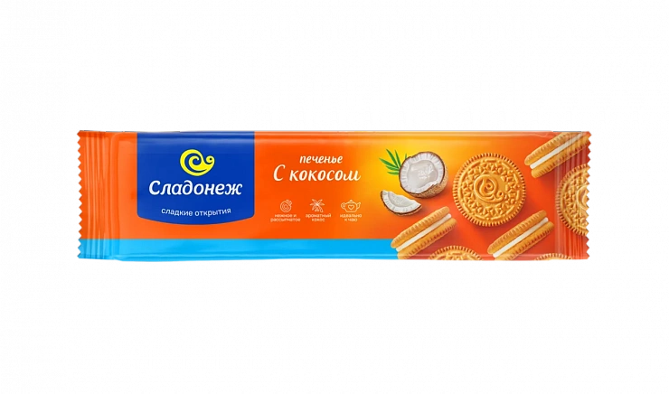 Печенье-сэндвич ТМ «Сладонеж» Сэндвик с кокосом