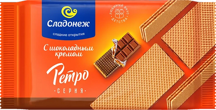 Вафли ТМ  «Сладонеж» Тоньше и вкуснее с шоколадным кремом