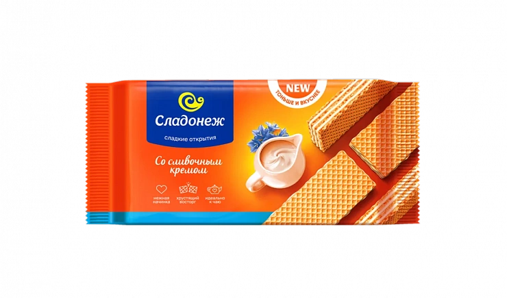 Вафли ТМ  «Сладонеж» Тоньше и вкуснее со сливочным кремом