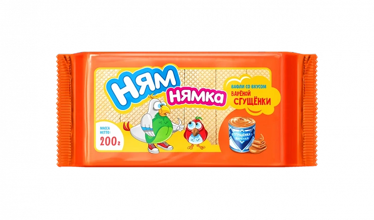Вафли ТМ «Ням-Нямка» со вкусом вареной сгущенки