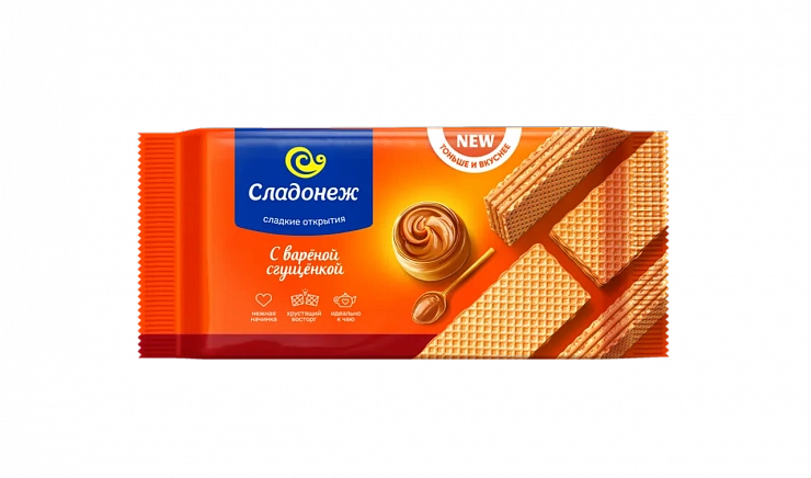 Вафли ТМ  «Сладонеж» Тоньше и вкуснее с вареной сгущенкой